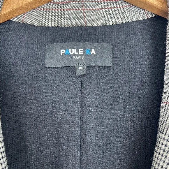 Paule Ka Paris Women's 8 Single Button Virgin Wool Blazer Gray Plaid‎ - Picture 4 of 7